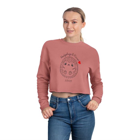 Hedgehug's  Kisses XOXO Valentine's Day Women's Cropped Sweatshirt