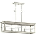 thumbnail image 1 of Hedgerow Collection Five-Light Brushed Nickel and Grey Washed Oak Farmhouse Style Linear Island Chandelier Light, 1 of 2