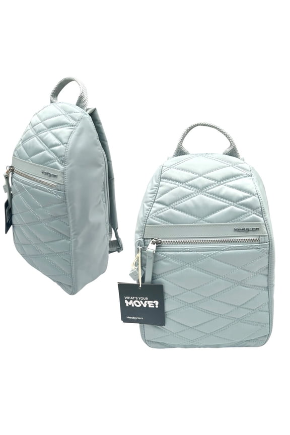 Women's Vogue Small Backpack RFID Pearl Blue 12x10x3" Quilted Travel Bag