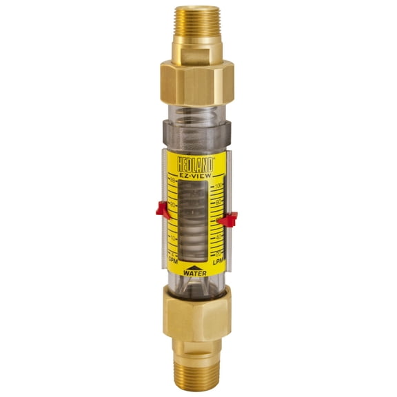 Hedland H625-028 EZ-View Flowmeter, Polysulfone, For Use With Water, 4.0 - 28 gpm Flow Range, 3/4" NPT Male CA2