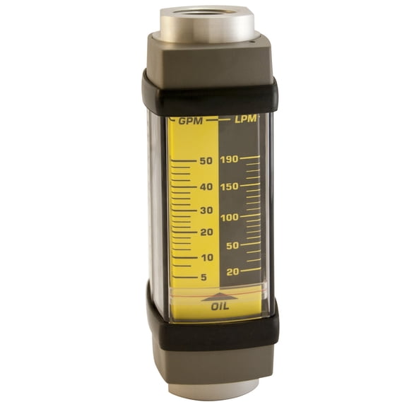 Hedland H801A-050 Flowmeter, Aluminum, For Use With Oil and Petroleum Fluids, 5 - 50 gpm Flow Range, 1-1/4" NPT Female J101