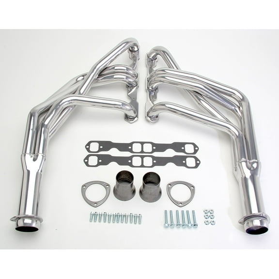 Hedman Hedders 66003 Standard Duty HTC Coated Headers; Tube Size 1.75 in.; Collector Size 3 in.; Long Tube; Incl. Headers/Gaskets/3 Bolt Adapter/Mtg. Hardware; Polished Ceramic Metallic;