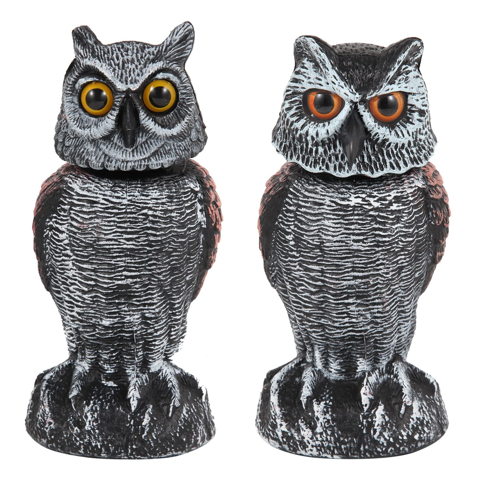 10.6 Inch Black and Brown Plastic Freestanding Owl Decoy Set