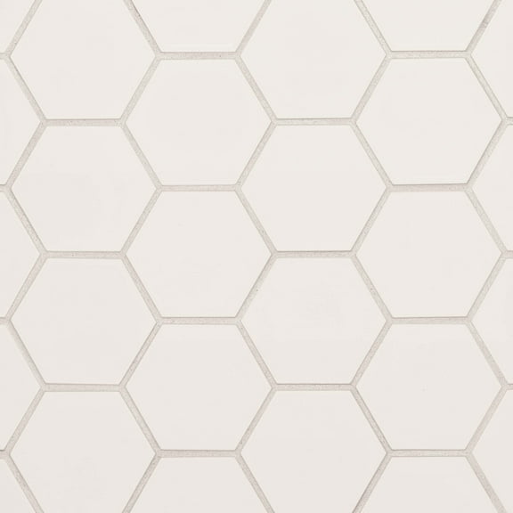 Bedrosians Hedron Gloss Ceramic Hexagon Tile 4" x 5", Fog (50-Pack, 5.38 SF)