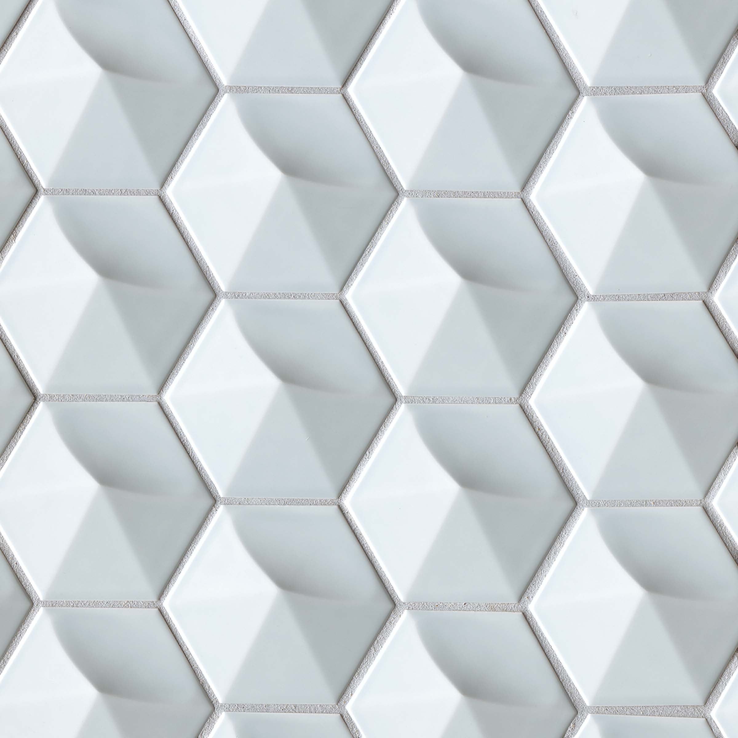 Hedron 4" x 5" Hexagon 3D Wall Tile in Sky Blue (3.88 SqFt/Ctn
