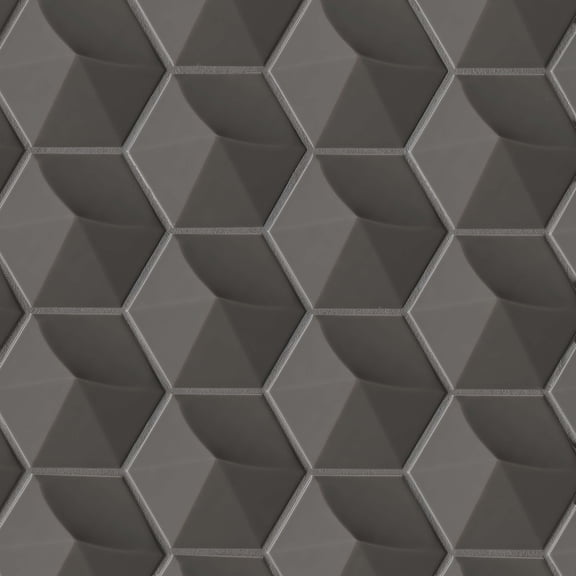 Hedron 4" x 5" Hexagon 3D Wall Tile in Storm (3.88 SqFt/Ctn)