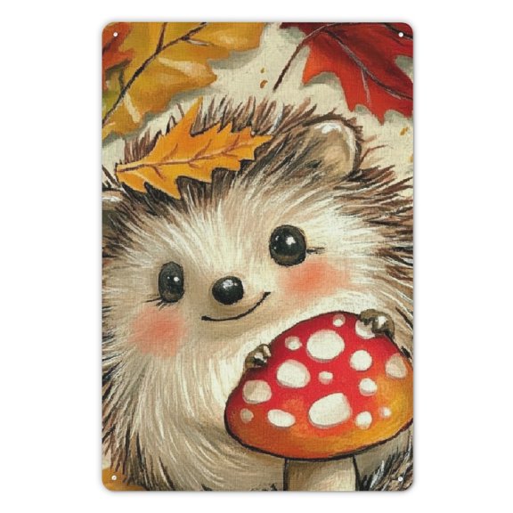 Heduofu 12x8 Inch Autumn Retro Bohemian Maple Leaf Tin Sign, Used for Home Wall, Living Room, Bedroom Decoration