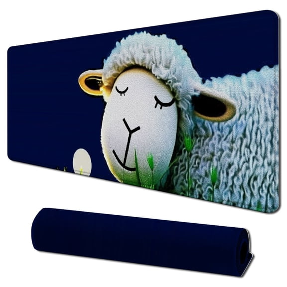 Heduofu 3D Rose "Image of Cartoon Blue Sheep with Goodnight Message" Matte Finish Mouse Pad - 31.5x11.8 in