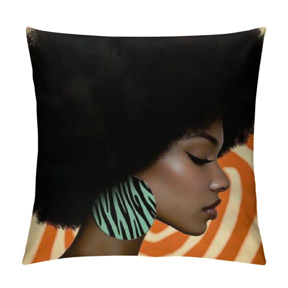 Heduofu Abstract African Woman Throw Pillow Cover, Ethnic Tribal Motif Head Wrap Pillow Cushion Case,Home Decor for Outdoor Sofa Bedroom Car Colorful 20x20in