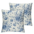 thumbnail image 1 of Heduofu  Anemone Flower Decorative Throw Pillow Case Pack of 2, Floral Pattern with Bouquet of Blue Flowers Delicate Victorian Design, Couch Bedroom Living Room Cushion Cover, 18", Night Blue White, 1 of 6