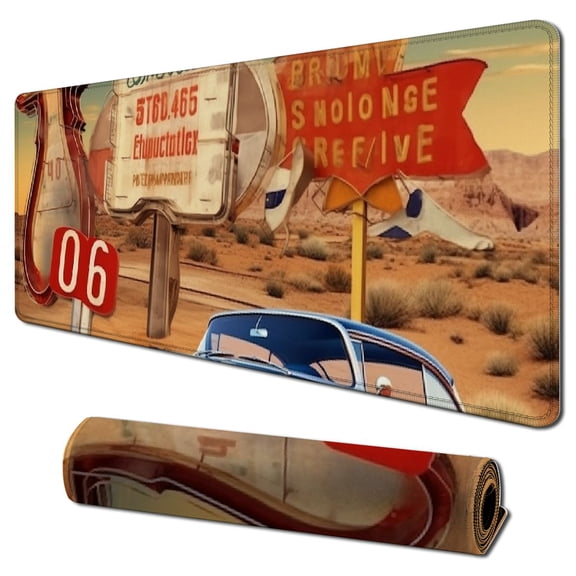 Heduofu Antique Car Mouse Pad, Old Classic Car Theme American Vintage Non-Slip Rubber Base Mousepads, Computer Mouse Pads for Wireless Mouse 31.5x11.8 in