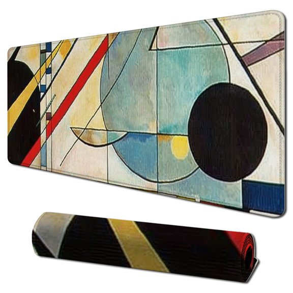 Heduofu Art Mousepad - Natural Rubber Mouse Pad with Famous Abstract Fine Art Painting of Composition 8 by Wassily Kandinsky - Stitched Edges -  31.5x11.8 in
