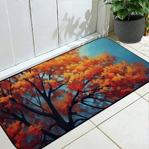 Heduofu Autumn Fall Tree Door Mat Non Slip Front Doormat Absorbent Welcome Mats Easy Clean Outdoor Indoor Entryway Mat 19.68*47.24 in