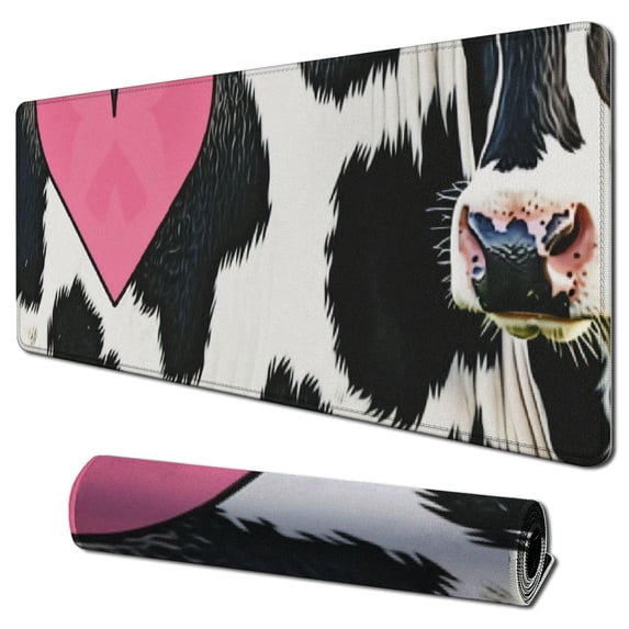 Heduofu Black White Milk Cow Print Mousepads, Personalized Non-Slip Rubber Base Mouse-Pads for Computer Laptop Desk,Various Sizes 31.5x11.8 in