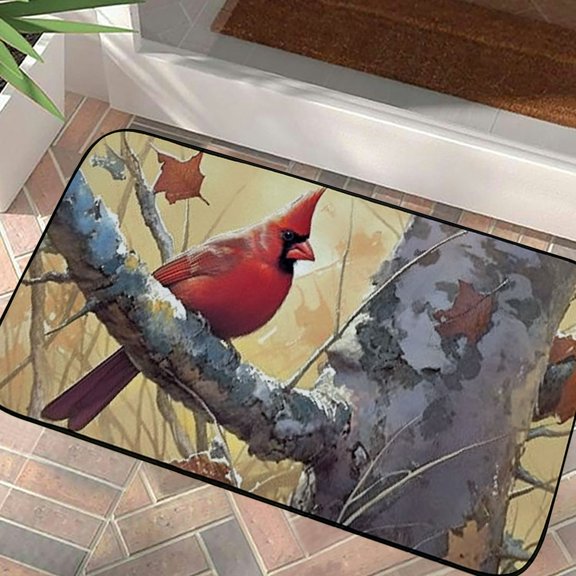 Heduofu Cardinal in The Fall Doormat – Decorative Door Mat, Door Mat with Non-Slip Rubber Backing, Easy Cleaning, Traps Dirt, for Entry, Patio, Garage 19.68*39.37 in