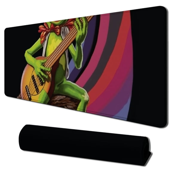 Heduofu Cartoon The Frog Muppet Character Mouse Pad Non-Slip Rubber Base Computer Mousepad for Stitched Edge Mouse Pads for Desk, Computers, Laptop, Office 31.5x11.8 in