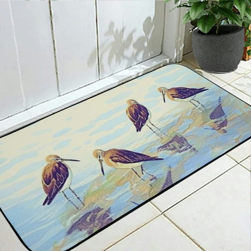 Heduofu Coastal Avocets Decorative Door Mat, Door Mat with Non-Slip Rubber Backing, Easy Cleaning, Traps Dirt, for Entry, Patio, Garage 19.68*47.24 in