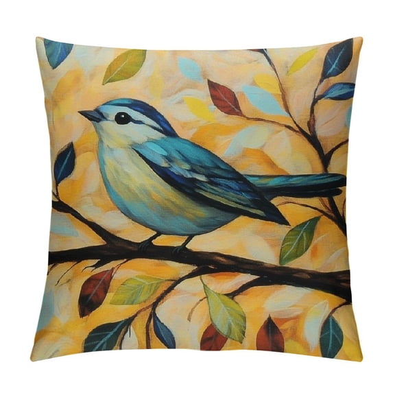 Heduofu Colorful Tree Birds Throw Pillow Cover Decorative Soft Cushion Cover for Sofa Couch Bed Home Décor