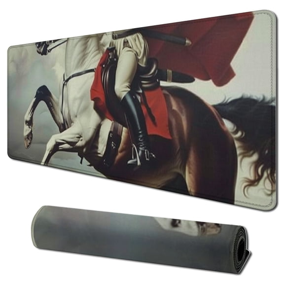 Heduofu Cool Soldier Riding A Horse Mouse Pad Funny Awesome Customized, Rectangle 31.5x11.8 in