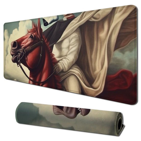 Heduofu Cool Soldier Riding A Horse Mouse Pad Funny Awesome Customized, Rectangle 31.5x11.8 in