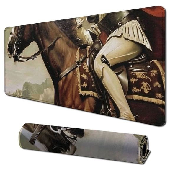 Heduofu  Cool Soldier Riding A Horse Mouse Pad Funny Awesome Customized, Rectangle 31.5x11.8 in