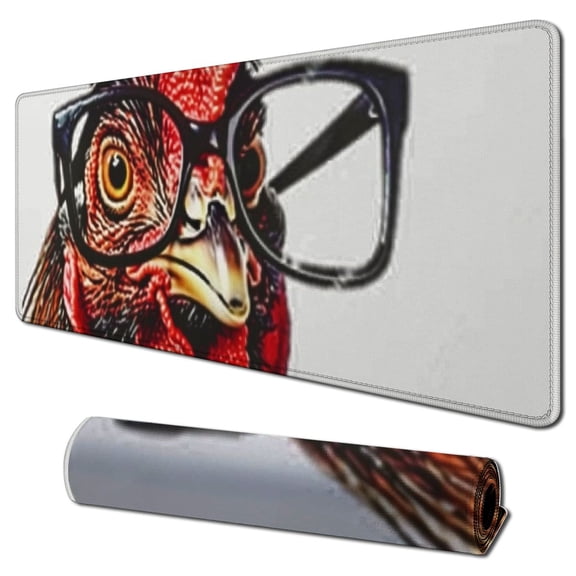 Heduofu Cool Square Mouse Pad Funny Chicken Mouse Pads for Wireless Mouse Small Office Computer Mousepad for Desk Laptop with Non-Slip Rubber Base Mouse Mat 31.5x11.8 in