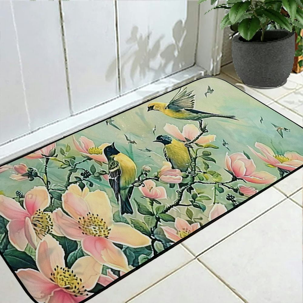 Heduofu Crowded Dogwood Doormat – Decorative Door Mat, Door Mat with Non-Slip Rubber Backing, Easy Cleaning, Traps Dirt, for Entry, Patio, Garage 19.68*47.24 in