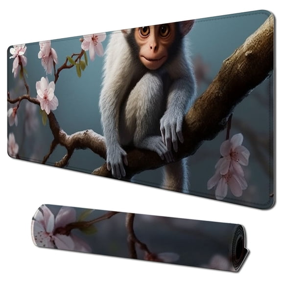 Heduofu Cute Animal Monkey Mouse pad Computer Mouse pad with Design Personalized Mouse pad for Laptop Computer Office Decoration Accessories Gift 31.5x11.8 in
