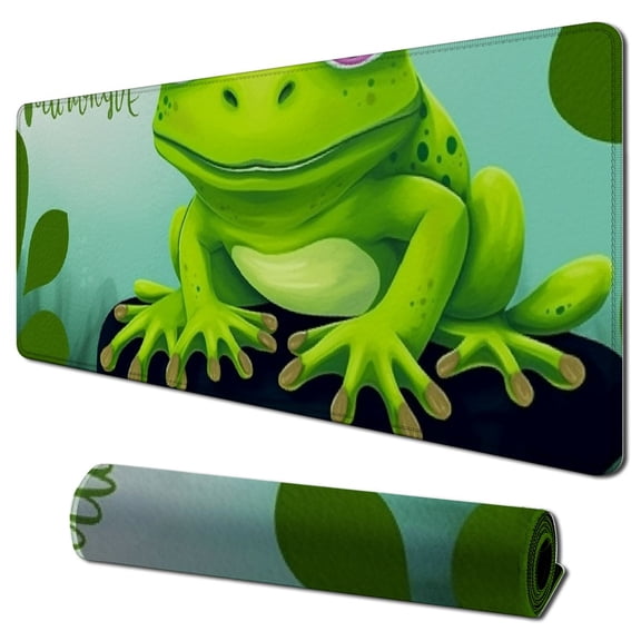 Heduofu Cute Cartoon Animal Lover Gifts Mouse Pad for Women Men Cartoon Animation TV Movie Lover Gifts Birthday Halloween Christmas Graduation Gifts for Son Daughter Friends (Frog) 31.5x11.8 in