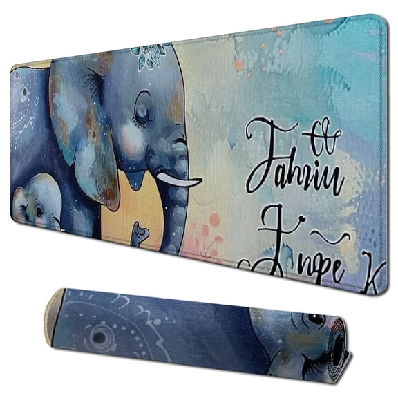 Heduofu Cute Cartoon Animal Lover Gifts Mouse Pad for Women Men Cartoon Animation TV Movie Lover Gifts Birthday Halloween Christmas Graduation Gifts for Son Daughter Friends (Elephant) 31.5x11.8 in