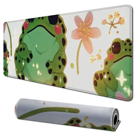 Heduofu Cute Frog Mouse Pad, Funny Small Mouse Pad for Wireless Mouse, Rectangle Waterproof Mousepad for Desk with Non-Slip Rubber Base, Suitable for Home & Office 31.5x11.8 in