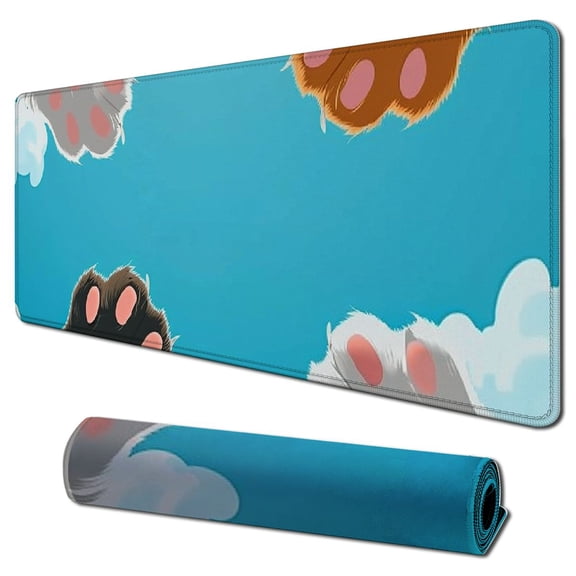 Heduofu Cute Mouse Pad Funny Cat Mouse Pad Small Square Mouse Pad Anti-Slip Rubber Kawaii Mousepad with Stitched Edgesfor Computer and Laptop Mouse Mat, Cute 31.5x11.8 in