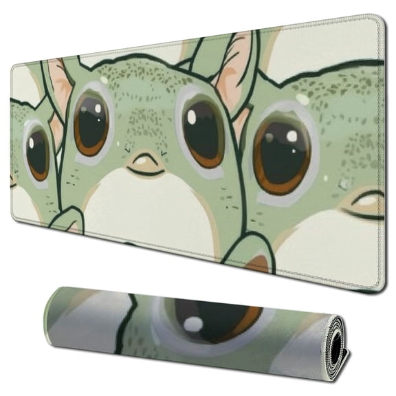 Heduofu Cute Smile Frog Mouse Pad Small Cute Mouse Pad Mini Mouse Pads for Wireless Mouse Mat Computer Mousepad with Non-Slip Rubber Base and Stitched Edge Desk Accessories 31.5x11.8 in