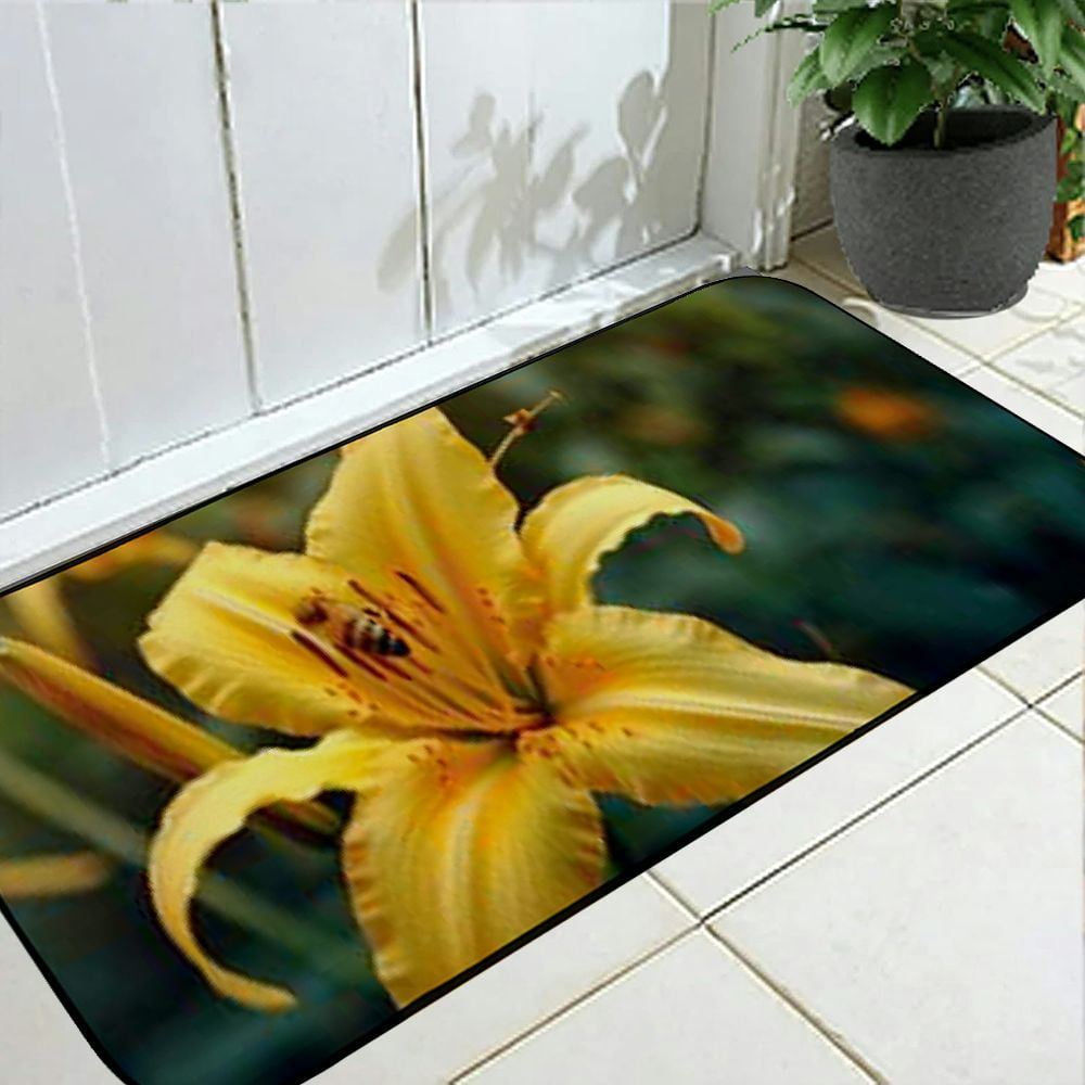 Heduofu Decorative Door Mat, Door Mat with Non-Slip Rubber Backing, Easy Cleaning, Traps Dirt, Rug for Entry, Patio, Garage  - Plants Nature Forest Flowers Cone and Landscape  19.68*47.24 in