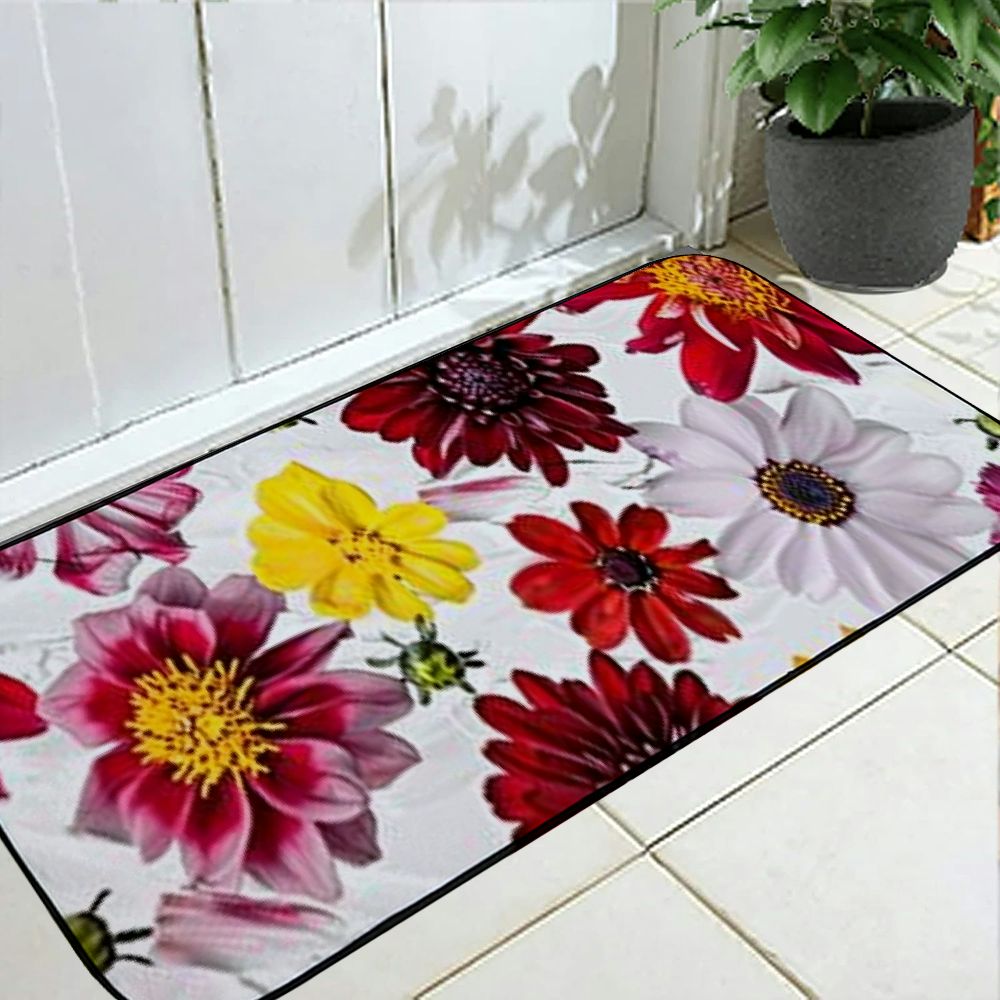 Heduofu Decorative Door Mat, Door Mat with Non-Slip Rubber Backing, Easy Cleaning, Traps Dirt, for Entry, Patio, Garage - Dahlias Autumn Dahlia Garden Dahlia Late Summer 19.68*47.24 in