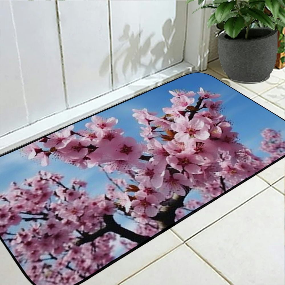 Heduofu Decorative Door Mat, Door Mat with Non-Slip Rubber Backing, Easy Cleaning, Traps Dirt, for Entry, Patio, Garage - Flowers Spring Nature Garden Macro Beauty 19.68*47.24 in