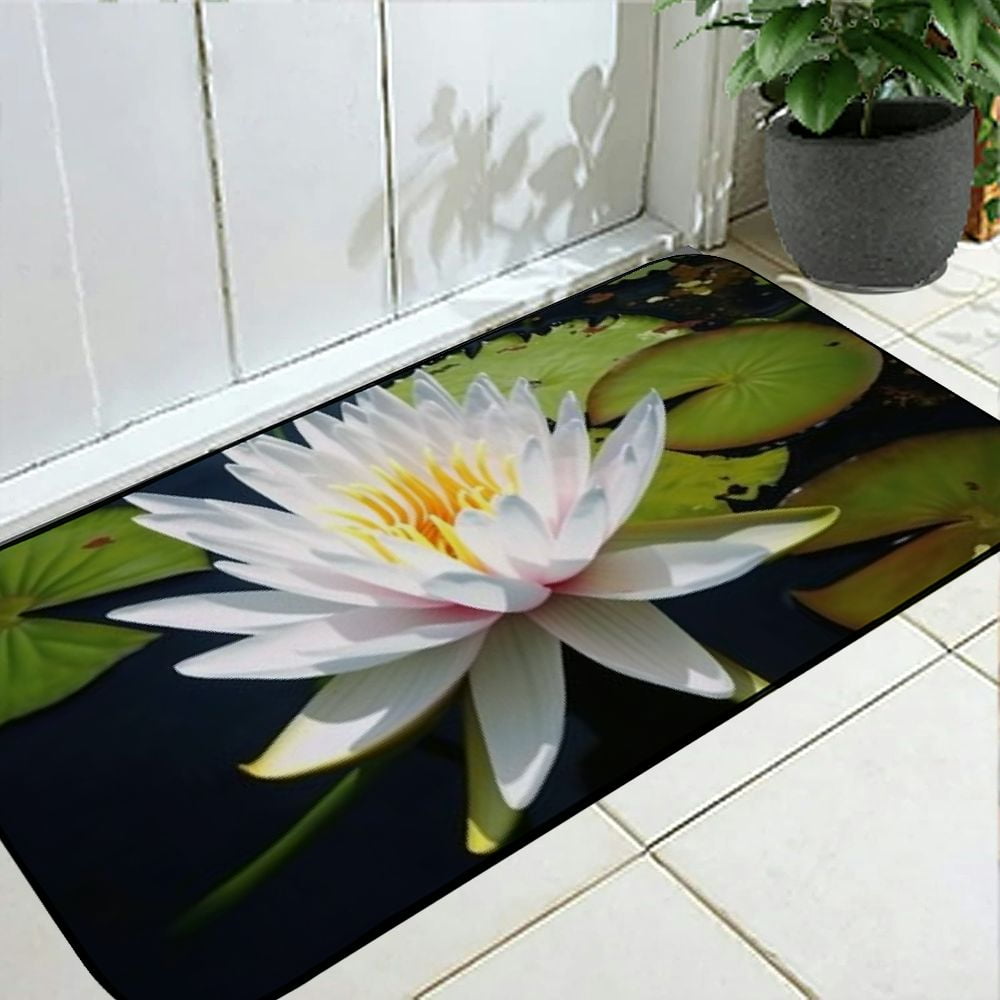 Heduofu Decorative Door Mat, Door Mat with Non-Slip Rubber Backing, Easy Cleaning, Traps Dirt, for Entry, Patio, Garage - Water Lilly Lily Water Pond Summer Flower Nature 19.68*47.24 in