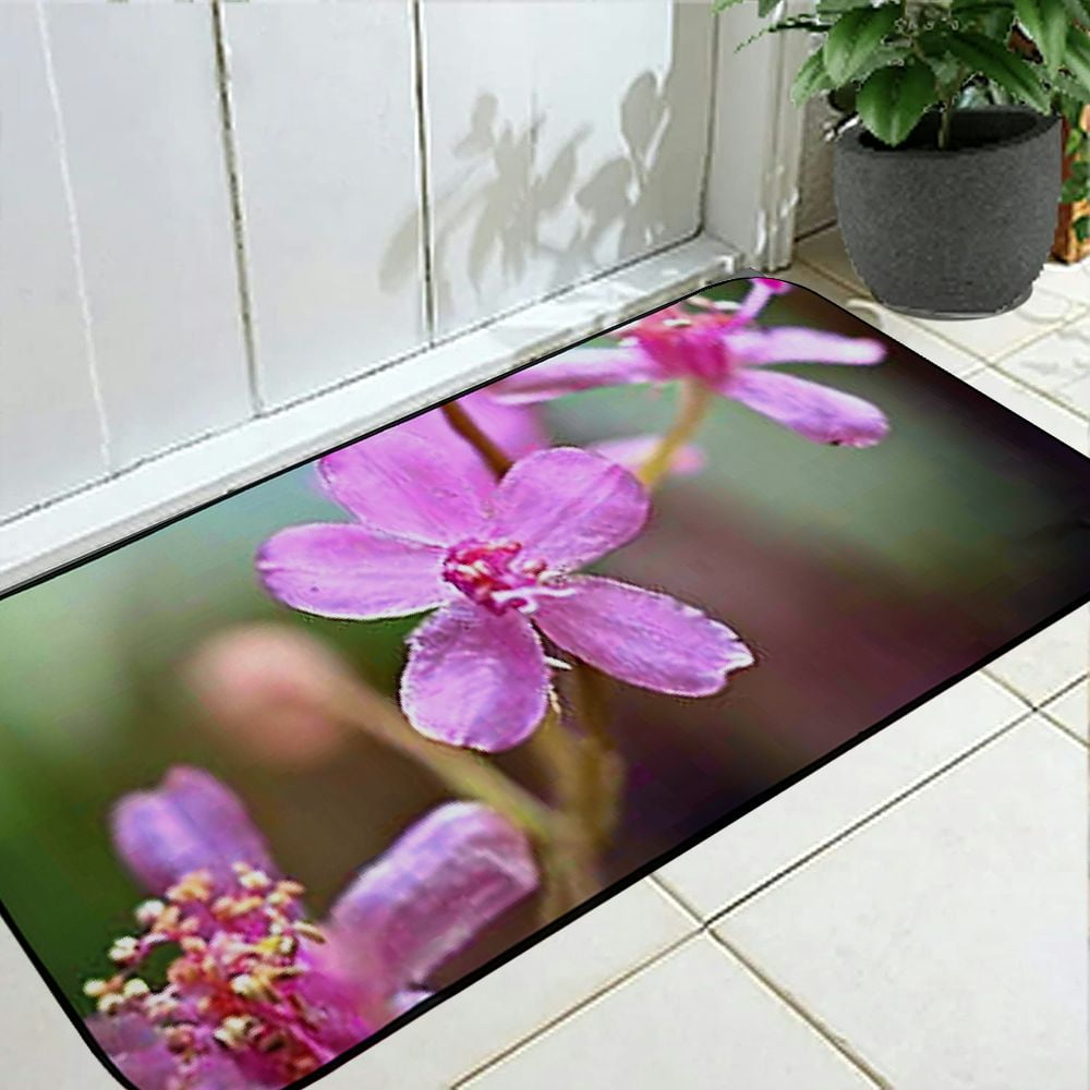 Heduofu Decorative Door Mat, Door Mat with Non-Slip Rubber Backing, Easy Cleaning, Traps Dirt, Rug for Entry, Patio, Garage  - Orchid Flowers Plant Small Flower Spring 19.68*47.24 in