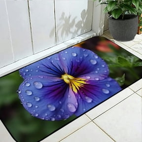 Heduofu Decorative Door Mat, Door Mat with Non-Slip Rubber Backing, Easy Cleaning, Traps Dirt, Rug for Entry, Patio, Garage - Purple Violet Pink Flower Plant Nature Flowers 19.68*47.24 in