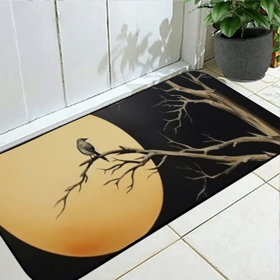 Heduofu Door Mat Welcome Doormat for Front Door Moon with Gull Print Non-Slip Rugs Soft Absorbent Entrance Mat Washable Carpet for Bedroom Kitchen Entryway Porch 19.68*47.24 in