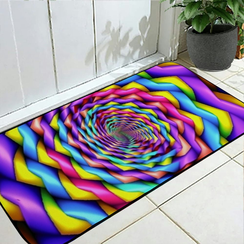 Heduofu Doormat Colorful Rainbow Spirals Non-Slip Indoor Entryway Door Mat (Rubber Backing) Decorative Door Mat, Door Mat with Non-Slip Rubber Backing, Easy Cleaning, Traps Dirt, for Entry, Patio