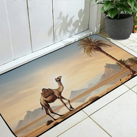 Heduofu Doormat, Real Image Egyptian Setting Drought Attraction Touristic Destinations in The East, Decorative Floor Mat with Non-Skid Backing,Multi-color 19.68*47.24 in