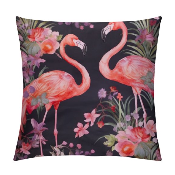Heduofu Exotic Orchids Pink Flamingos Throw Pillow Covers Decorative Square Pillowcase Soft Cushion Covers for Sofa Couch Bed Home Decor White