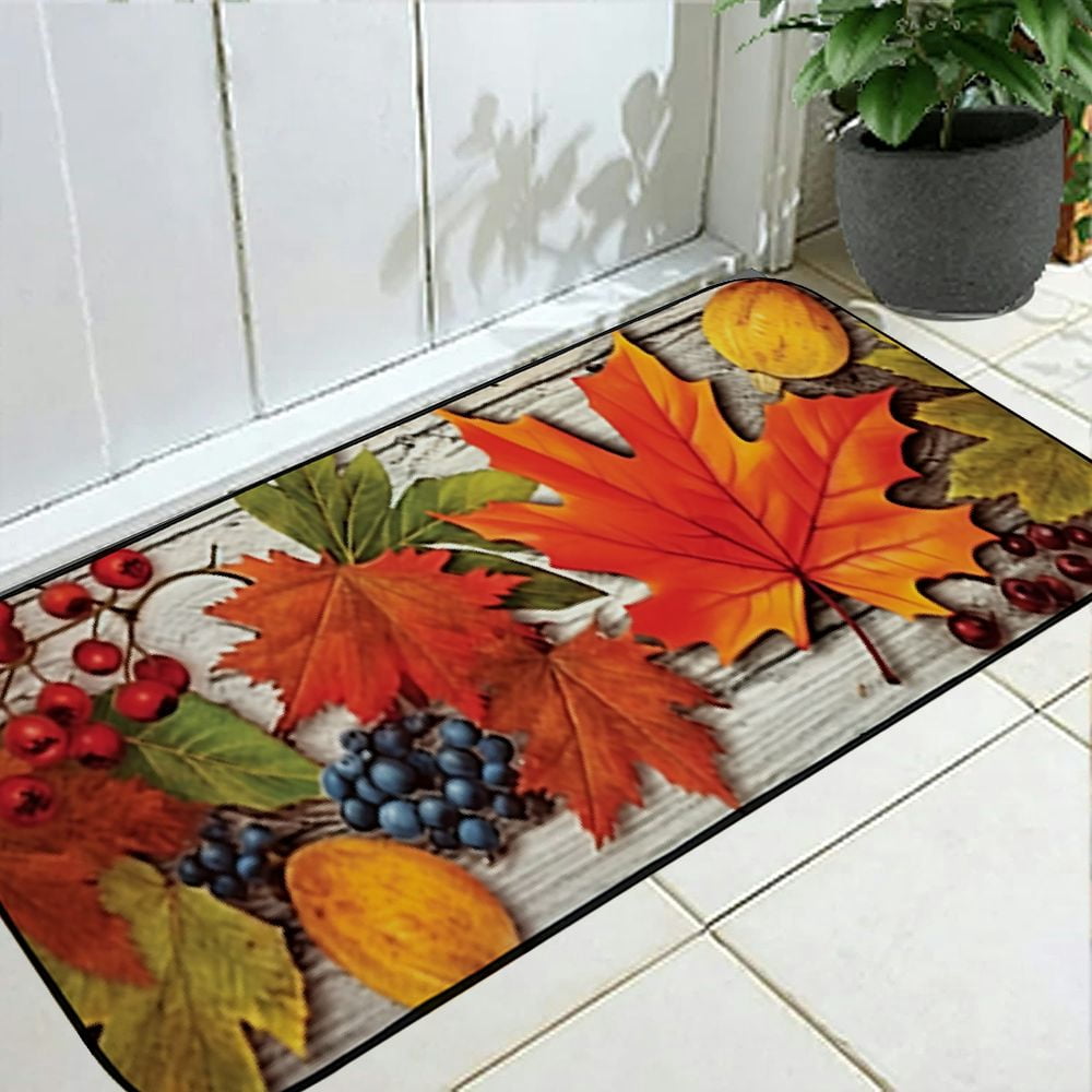 Heduofu Falling Leaves Fall Door Mat Autumn Outdoor Doormat for Entryway Indoor Entrance Decorative Door Mat, Door Mat with Non-Slip Rubber Backing, Easy Cleaning, Traps Dirt, Rug for Entry, Patio