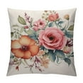 thumbnail image 1 of Heduofu Flower Throw Pillow Cover Flower Floral Leaf Pillow Case Waist Lumbar Red Cotton Linen Throw Pillow case Cushion Cover Sofa Home Decorative Rectangle Oblong White, 1 of 5