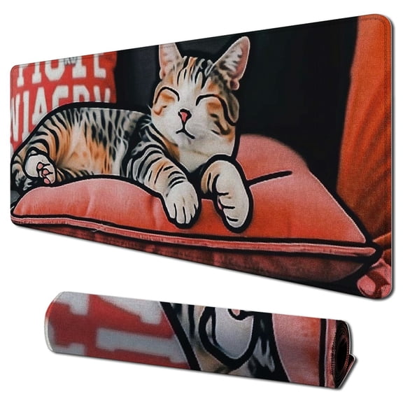 Heduofu Funny Cat Mouse Pad - I Work Hard So My Cat Can Have A Better Life Mouse Mat - Cute Cat Owner Gifts for Dad Mom - Personalized Birthday Gifts for Cat Lover 31.5x11.8 in