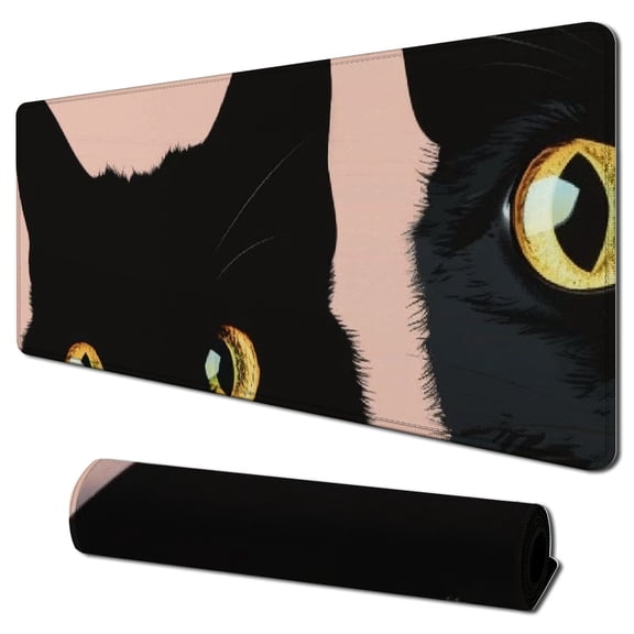 Heduofu Funny Cat Mouse Pad Square Cute Mouse Pads for Wireless Mouse Small Office Computer Mousepad for Desk Laptop with Non-Slip Rubber Base Mouse Mat 31.5x11.8 in