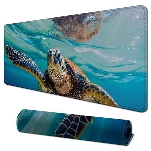 Heduofu Gaming Mouse Pad Sea Turtle Nature Animal Swimming Wildlife Theme Non-Slip Rubber Mouse Pad for Computers, Laptop 31.5x11.8 in