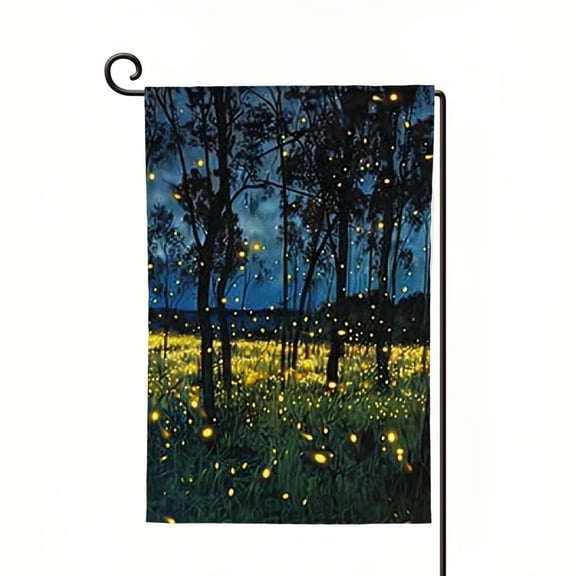 Heduofu Garden Flag Flying in the Forest Bush at Night Outdoor Double Sided Decorative House Yard Flags White