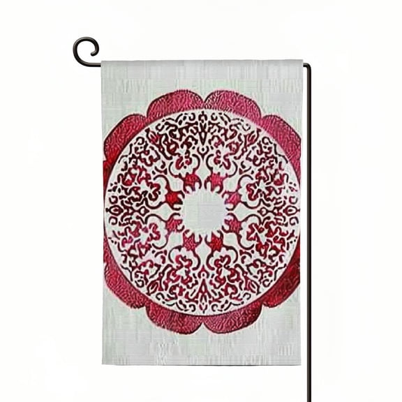 Heduofu Garden Flags for Outside, Spring Summer Garden Flag for Garden & Porch Decor, Red Mandala Pattern Yard Flags for Outside Double Sided White